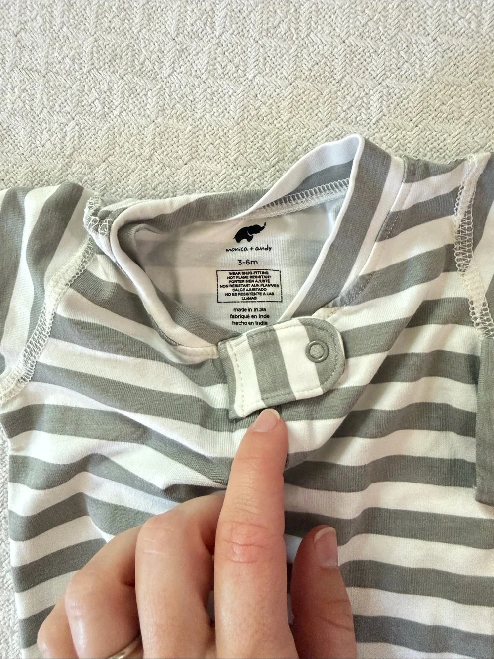 Monica + Andy Gray and White Stripe and Solid Footie Sleeper Bundle